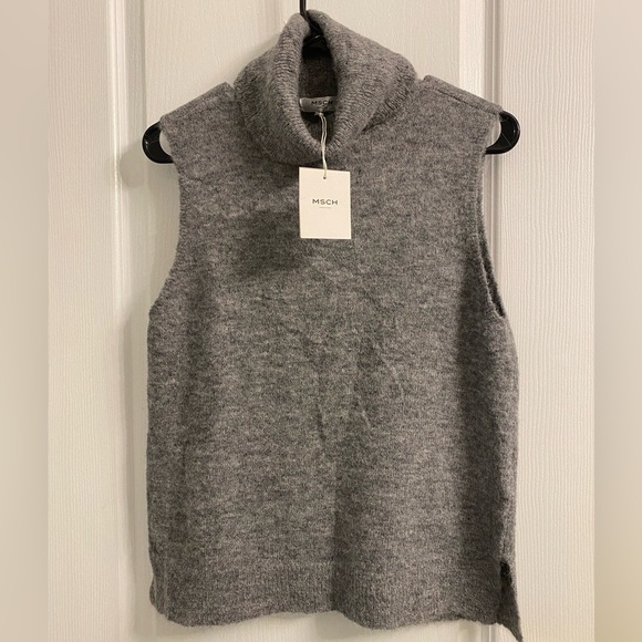NWT MACH Copenhagen Femme Alpaca Vest Grey Turtleneck Alpaca Wool Blend Size M/L - Picture 9 of 13